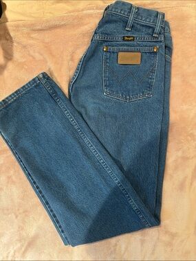 Wrangler Straight-Leg Blue Denim Jeans-Vintage